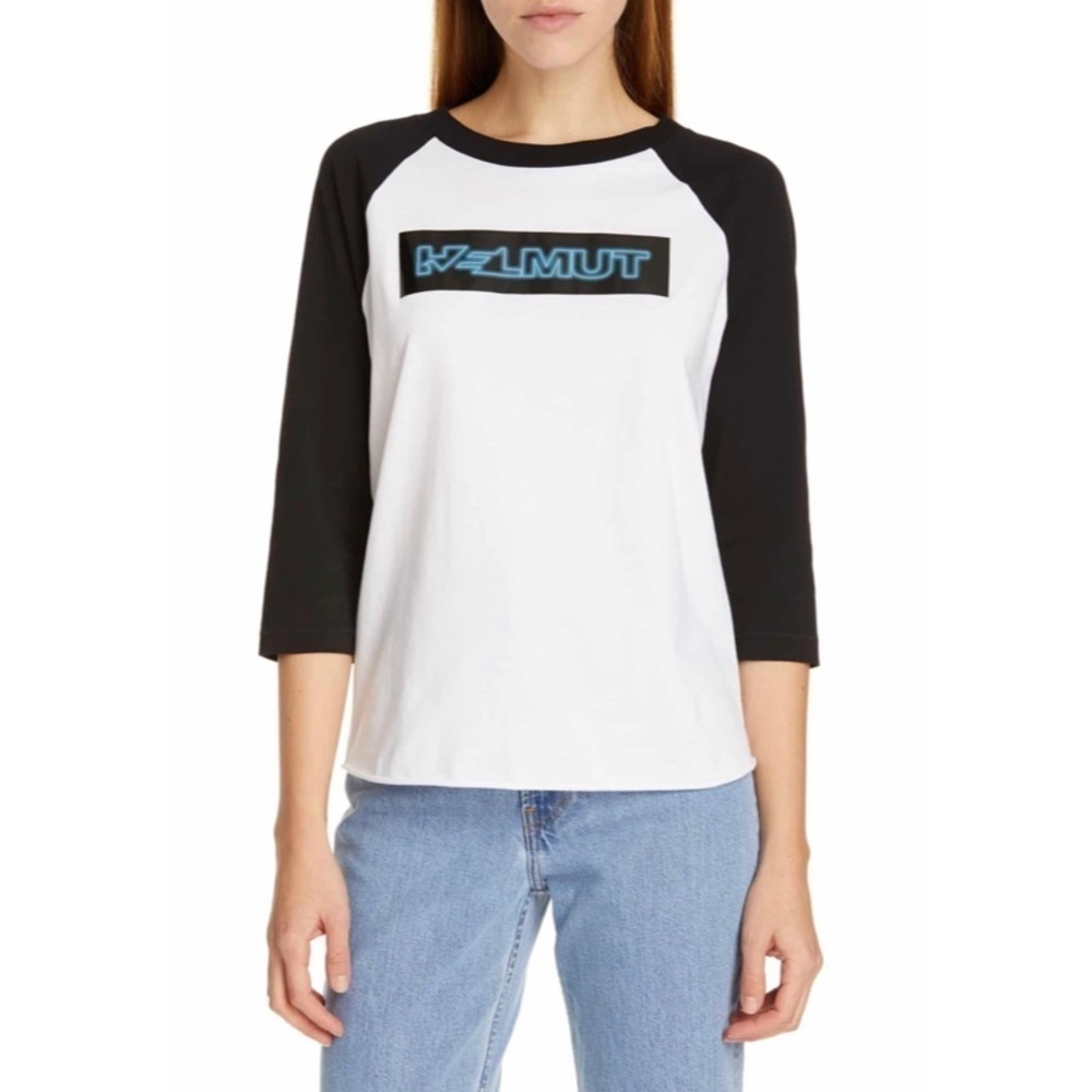 NEW HELMUT LANG Graphic Logo Baseball T-Shirt